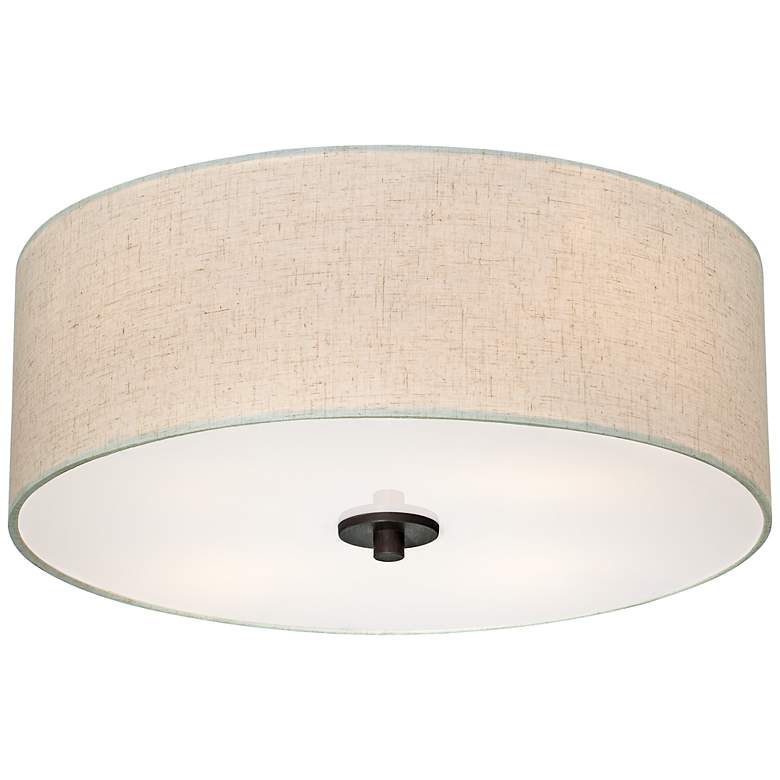 Image 2 Regency Hill Sylvan 18" Wide Oatmeal Drum Ceiling Light