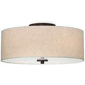 Image5 of Regency Hill Sylvan 18" Wide Oatmeal Drum Ceiling Light more views