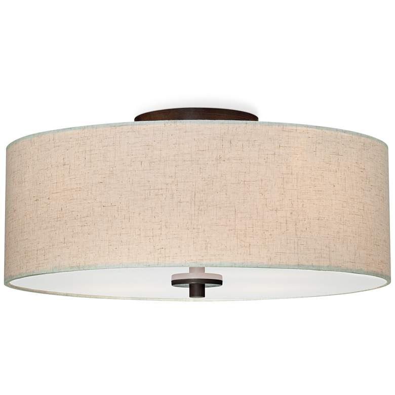 Image 5 Regency Hill Sylvan 18" Wide Oatmeal Drum Ceiling Light more views
