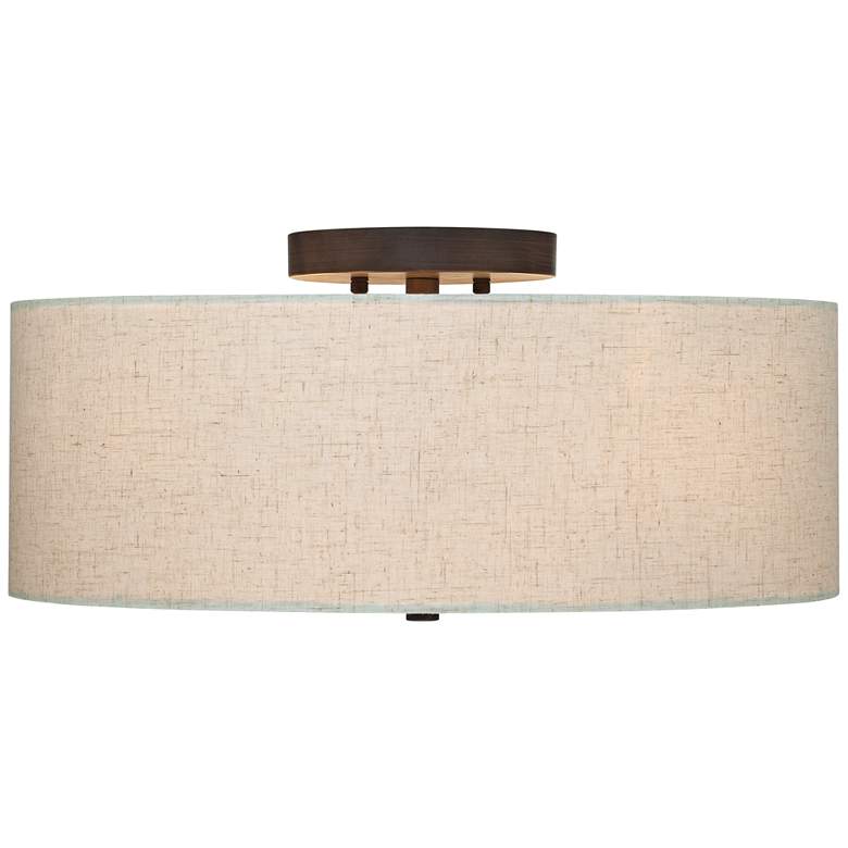 Image 6 Regency Hill Sylvan 18" Wide Oatmeal Drum Ceiling Light more views