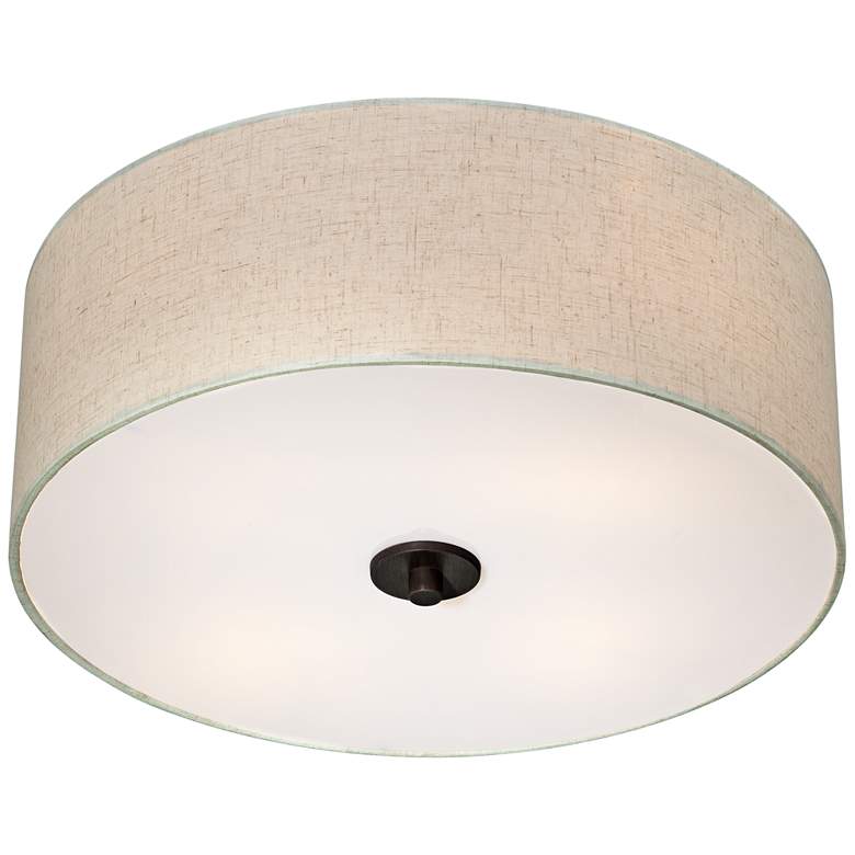 Image 7 Regency Hill Sylvan 18" Wide Oatmeal Drum Ceiling Light more views