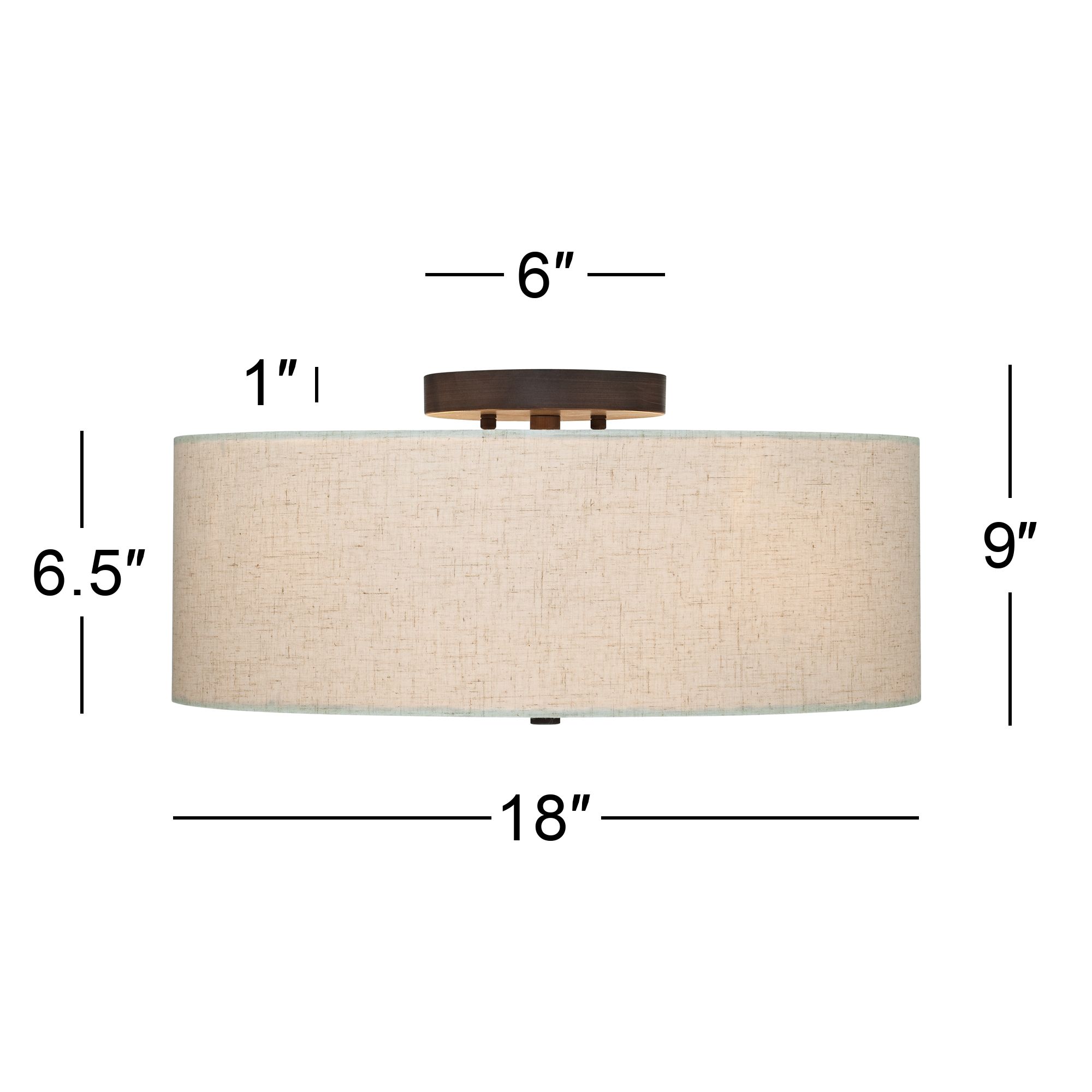 Regency Hill Sylvan 18" Wide Oatmeal Drum Ceiling Light