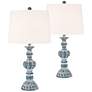 Regency Hill Tanya 26.5" Blue Wash Table Lamps Set of 2 with Dimmers