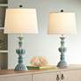 Regency Hill Tanya 26.5" Blue Wash Table Lamps Set of 2 with Dimmers