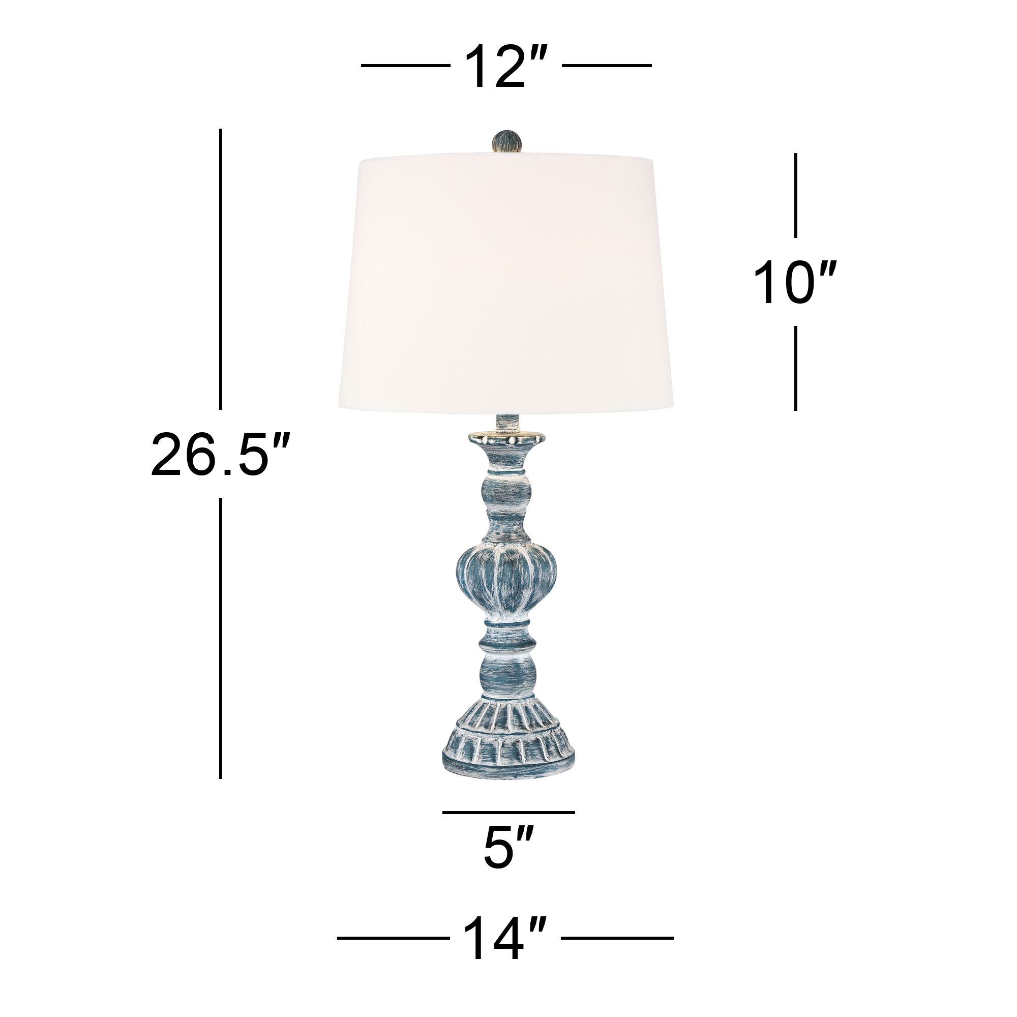 Regency Hill Tanya 26.5" Blue Wash Table Lamps Set of 2 with Dimmers