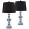 Regency Hill Tanya 26 1/2" Blue Wash Black Shade Table Lamps Set of 2