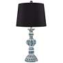 Regency Hill Tanya 26 1/2" Blue Wash Black Shade Table Lamps Set of 2