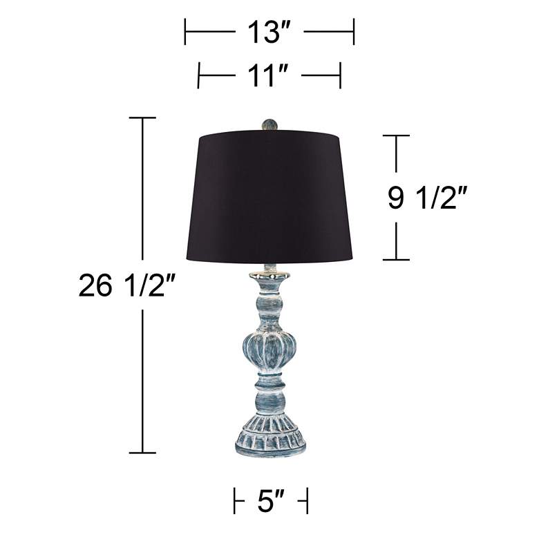 Image 7 Regency Hill Tanya 26 1/2" Blue Wash Black Shade Table Lamps Set of 2 more views