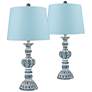 Regency Hill Tanya 26 1/2" Blue Wash Blue Shade Table Lamps Set of 2