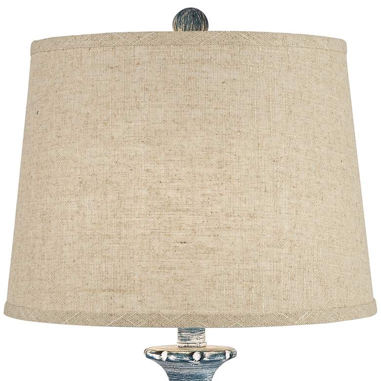 Image 2 Regency Hill Tanya 26 1/2" Blue Wash Burlap Linen Table Lamps Set of 2 more views