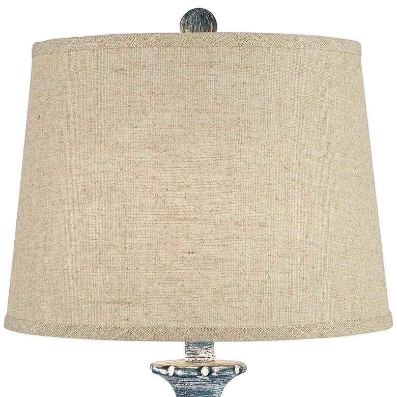 Image 2 Regency Hill Tanya 26 1/2 inch Blue Wash Burlap Linen Table Lamps Set of 2 more views