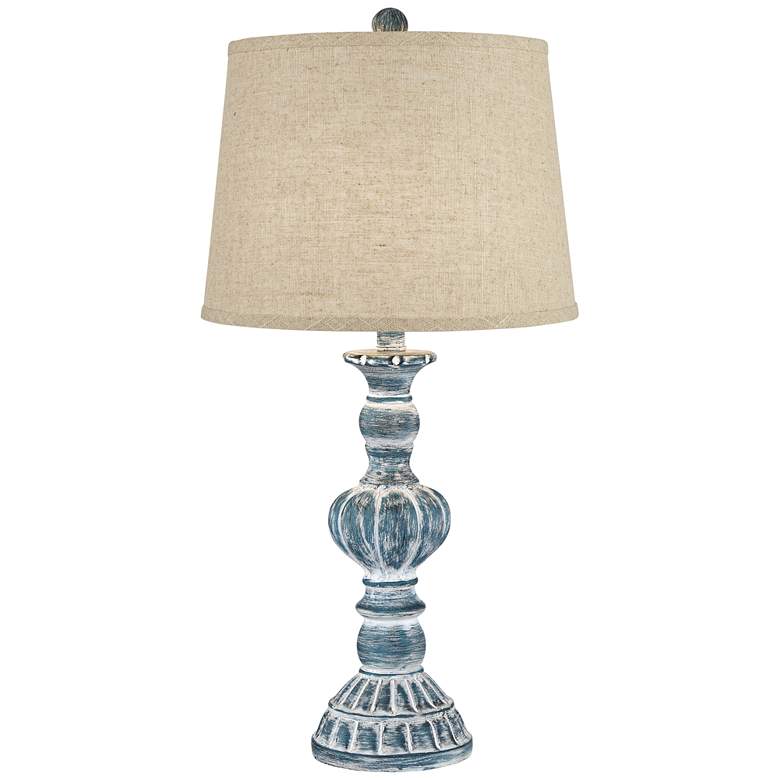 Image 6 Regency Hill Tanya 26 1/2" Blue Wash Burlap Linen Table Lamps Set of 2 more views