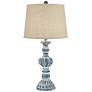 Regency Hill Tanya 26 1/2" Blue Wash Burlap Linen Table Lamps Set of 2