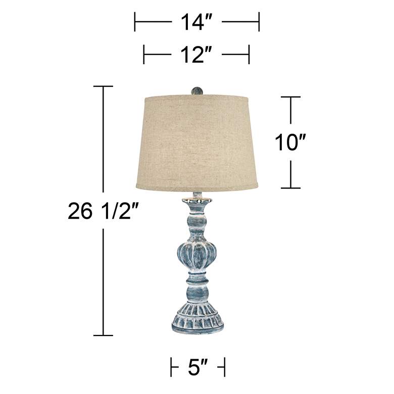 Image 7 Regency Hill Tanya 26 1/2" Blue Wash Burlap Linen Table Lamps Set of 2 more views
