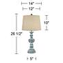 Regency Hill Tanya 26 1/2" Blue Wash Burlap Linen Table Lamps Set of 2