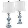 Regency Hill Tanya 26 1/2" Blue Wash White Shade Table Lamps Set of 2