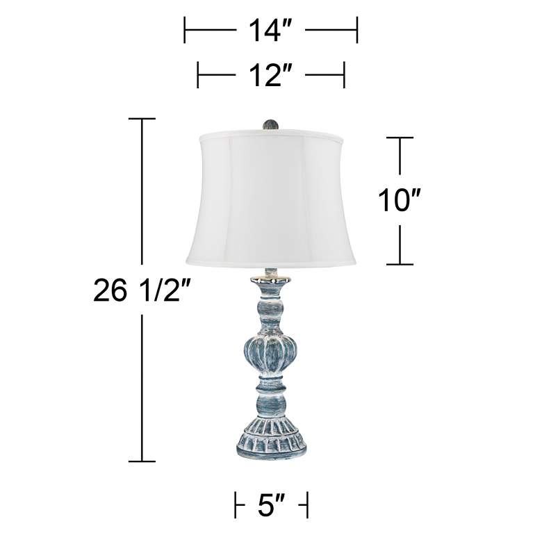 Image 7 Regency Hill Tanya 26 1/2 inch Blue Wash White Shade Table Lamps Set of 2 more views