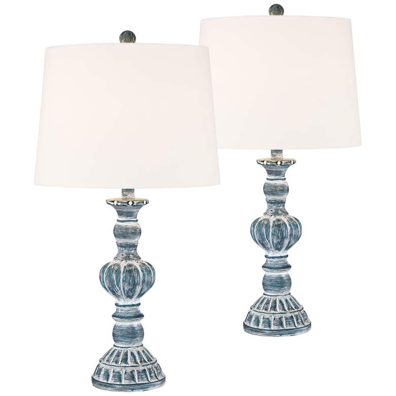 Image 3 Regency Hill Tanya 26 1/2" Vintage Blue Wash Table Lamps Set of 2