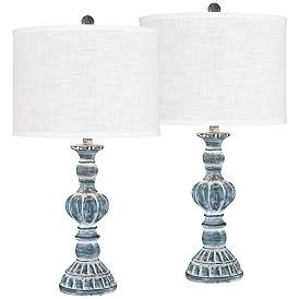 Image1 of Regency Hill Tanya 26 1/2" White and Blue Wash Table Lamps Set of 2