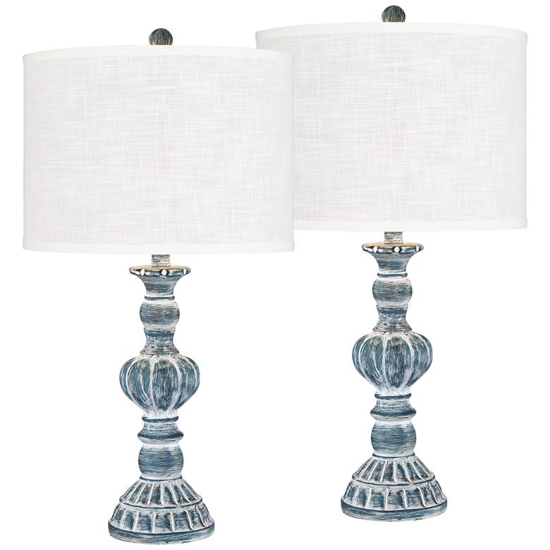 Image 1 Regency Hill Tanya 26 1/2 inch White and Blue Wash Table Lamps Set of 2