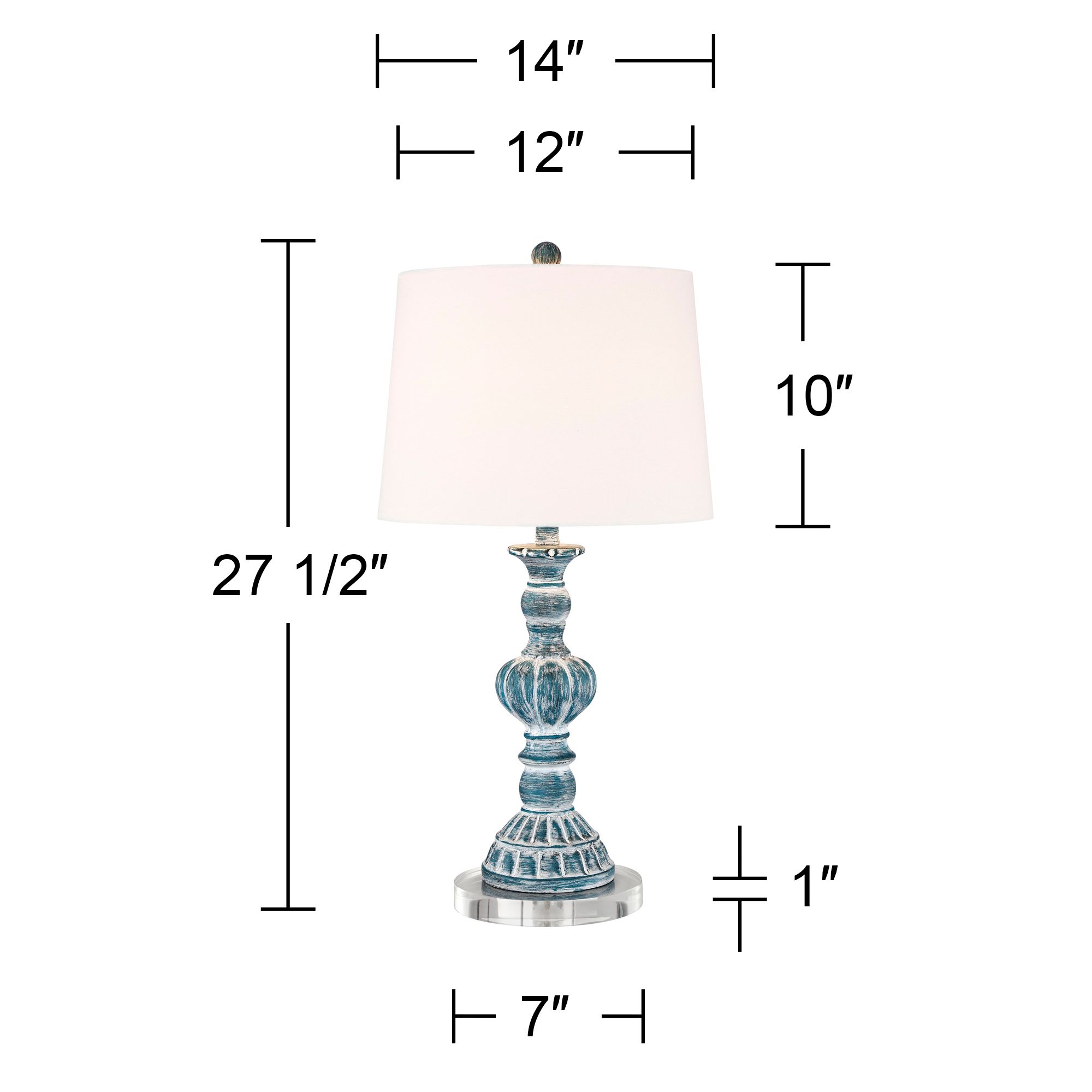 Image 5 Regency Hill Tanya 27 1/2" Blue Wash Table Lamps with Risers more views