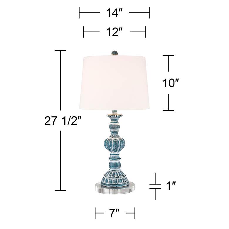Image 5 Regency Hill Tanya 27 1/2" Blue Wash Table Lamps with Risers more views