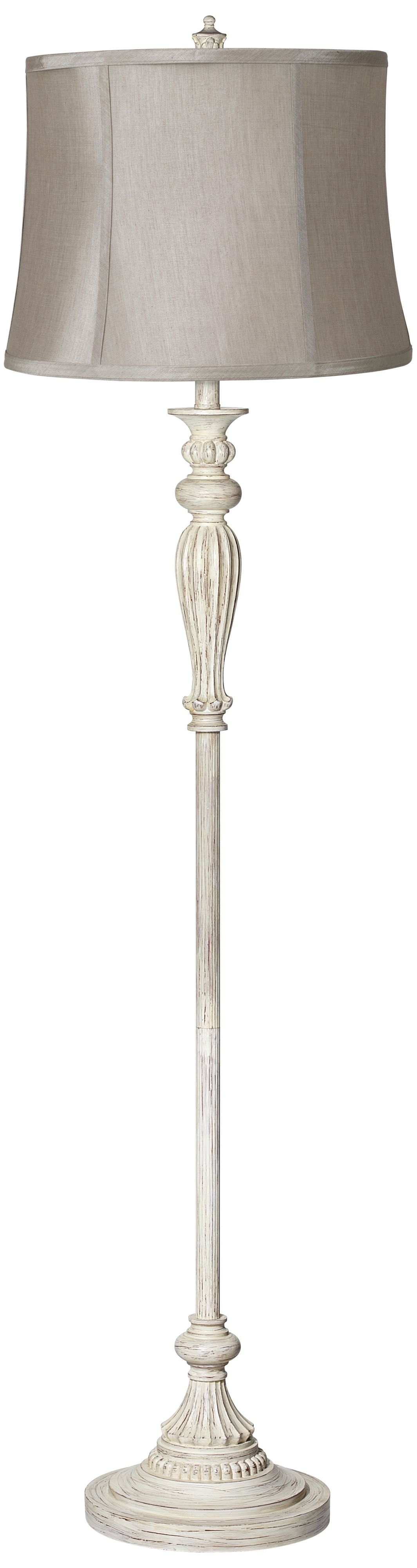 Regency Hill Taupe Gray Shade Vintage Chic Antique White Floor Lamp
