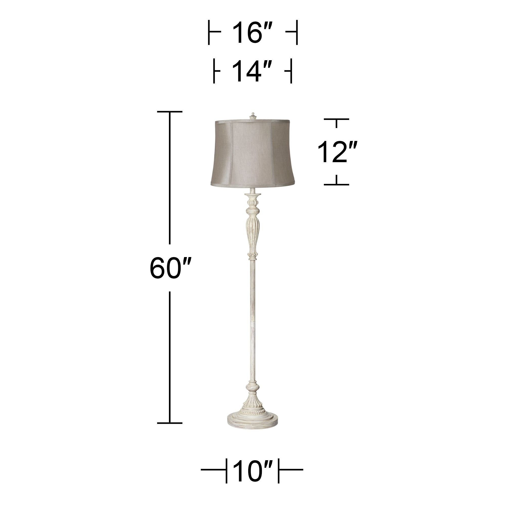 Image 7 Regency Hill Taupe Gray Shade Vintage Chic Antique White Floor Lamp more views