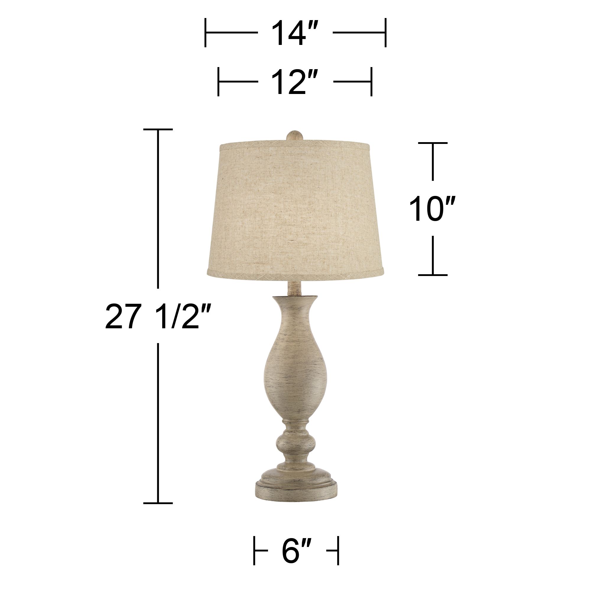 Image 7 Regency Hill Teagan 27 1/2" Burlap Linen Faux Wood Lamps Set of 2 more views