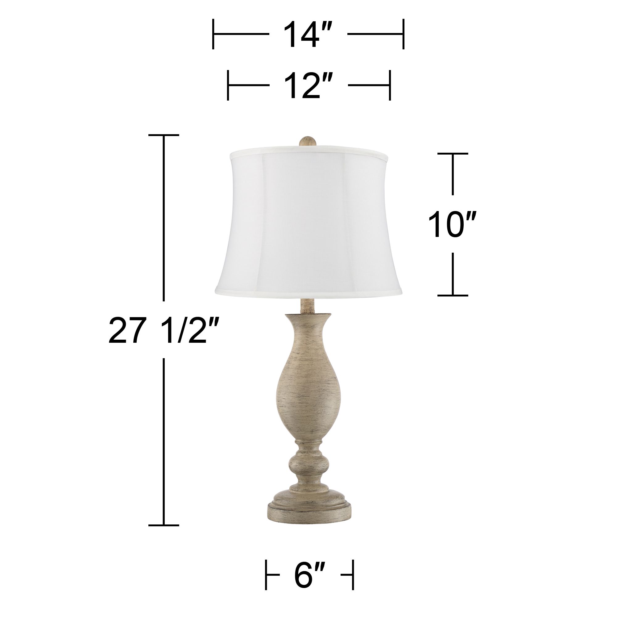 Image 7 Regency Hill Teagan 27 1/2" White Shade Faux Wood Lamps Set of 2 more views