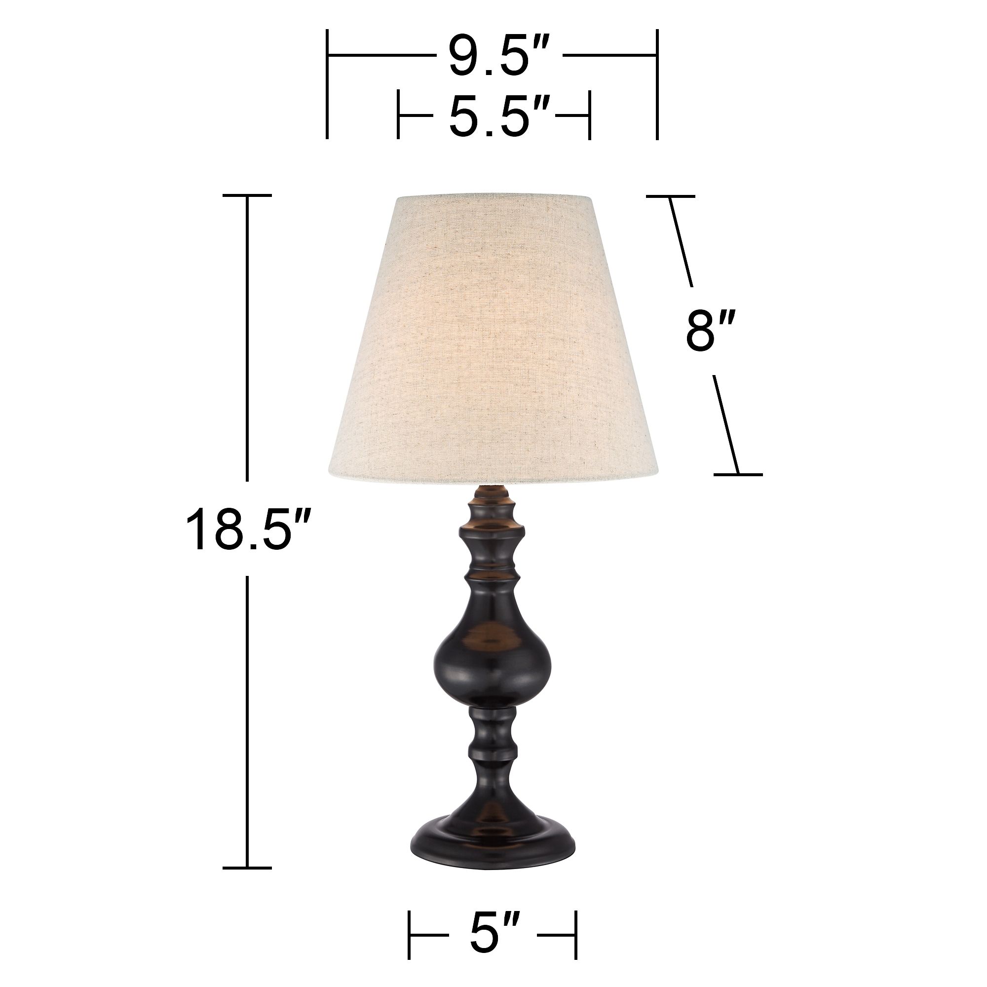 Image 6 Regency Hill Ted 18 1/2" Bronze Finish Touch Accent Lamps Set of 2 more views