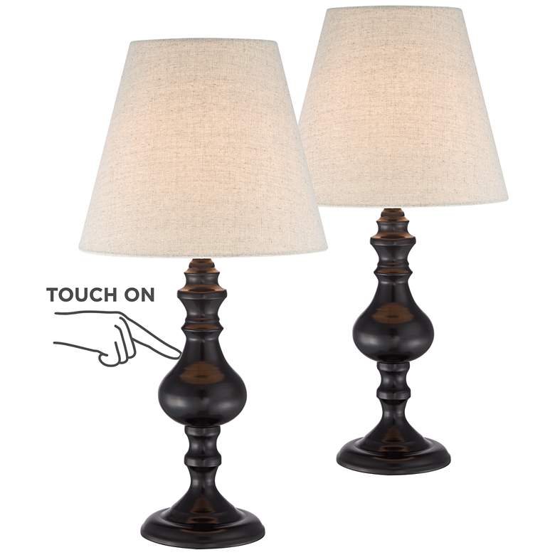 Image 2 Regency Hill Ted 18 1/2 inch Dark Bronze Touch Accent Lamps Set of 2