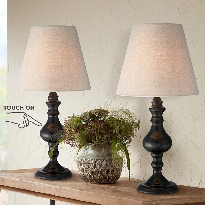 Image 1 Regency Hill Ted 18 1/2 inch Dark Bronze Touch Accent Lamps Set of 2