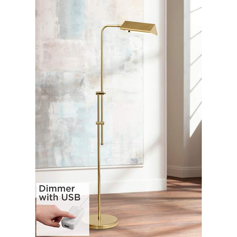 Image 1 Regency Hill Tony Adjustable Brass Pharmacy Floor Lamp with USB Dimmer