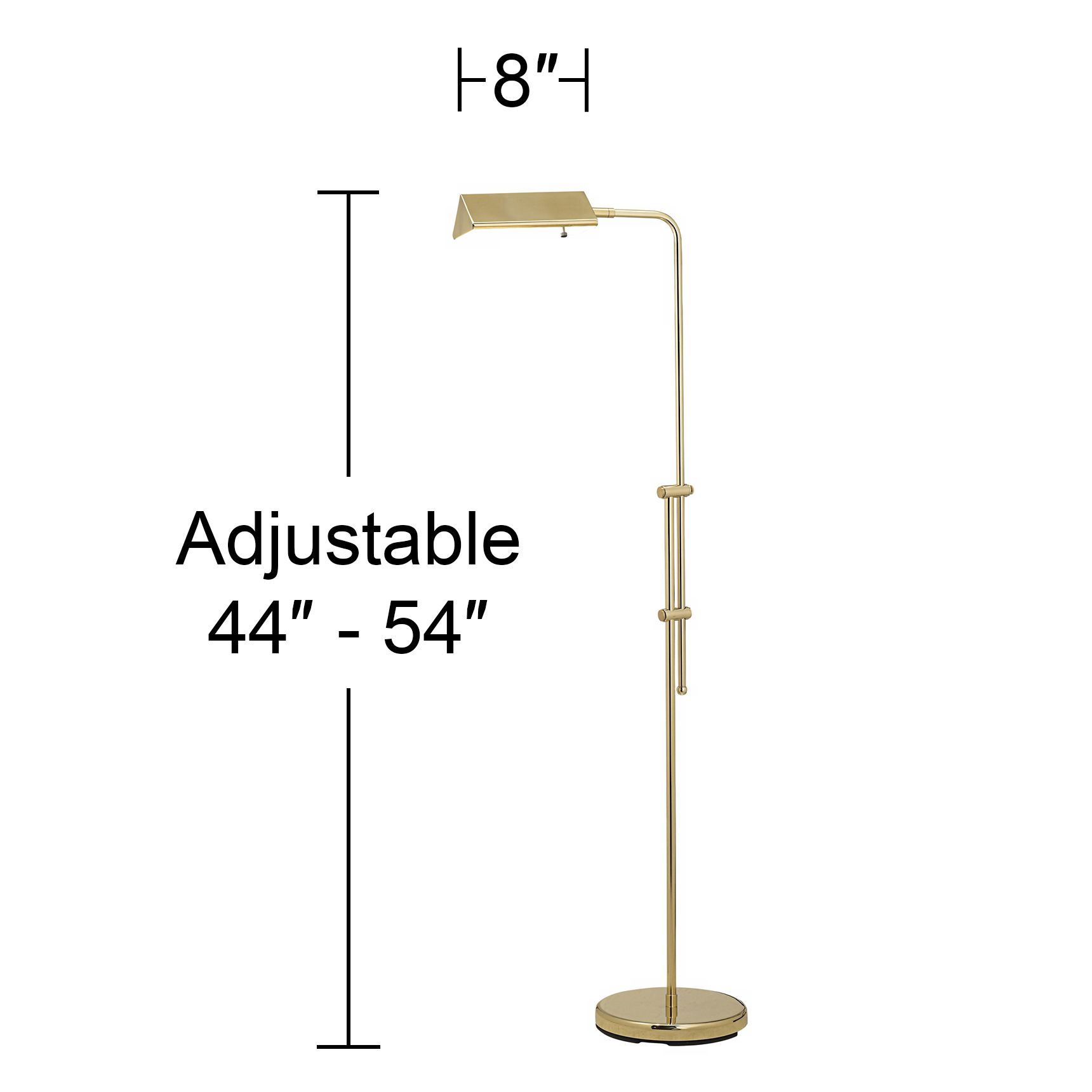 Regency Hill Tony Adjustable Brass Pharmacy Floor Lamp with USB Dimmer