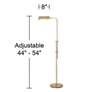 Regency Hill Tony Adjustable Brass Pharmacy Floor Lamp with USB Dimmer