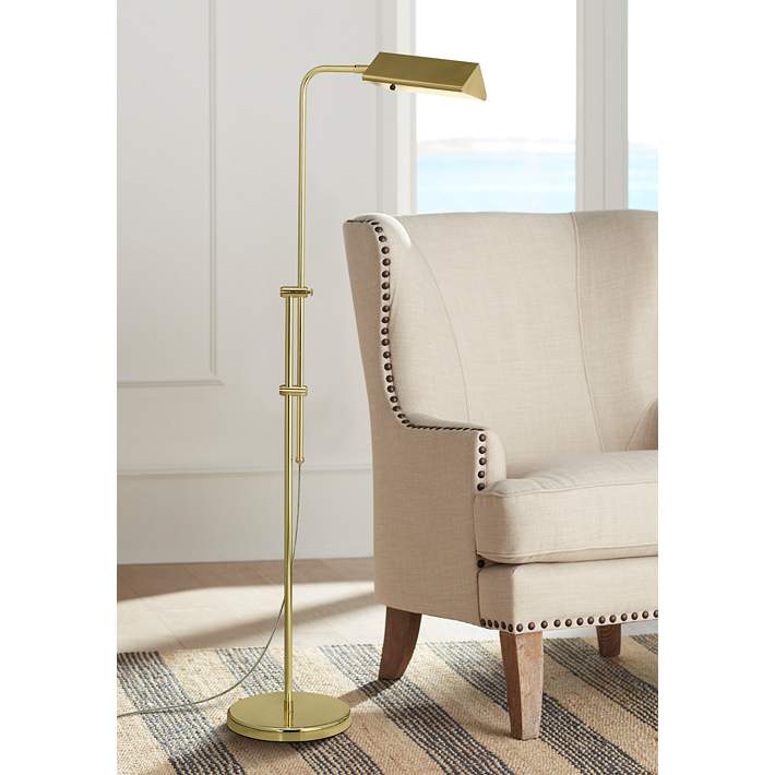 Better Homes and Gardens Adjustable Height Brass Finished Pharmacy Floor  Lamp, 51.5 to 72