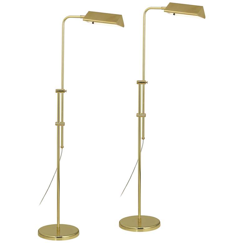 Image 2 Regency Hill Tony Brass Adjustable Pharmacy Floor Lamps Set of 2