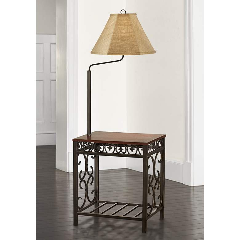Image 1 Regency Hill Travata 54 inch Cherry Wood End Table with Floor Lamp