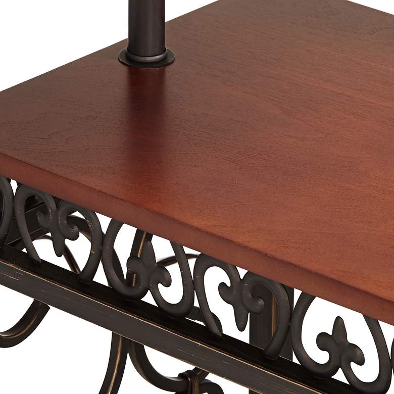 Image 4 Regency Hill Travata 54" Cherry Wood End Table with Floor Lamp more views