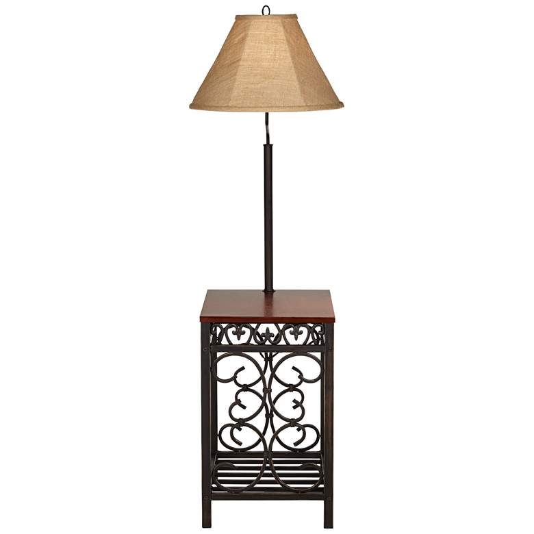 Image 6 Regency Hill Travata 54" Cherry Wood End Table with Floor Lamp more views