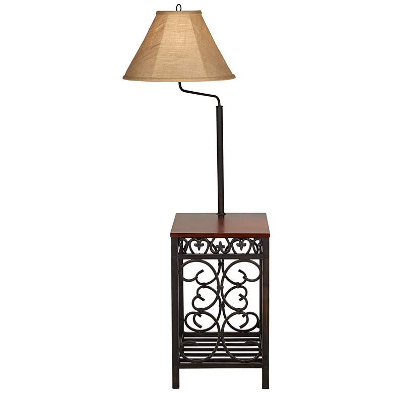 Image 7 Regency Hill Travata 54" Cherry Wood End Table with Floor Lamp more views