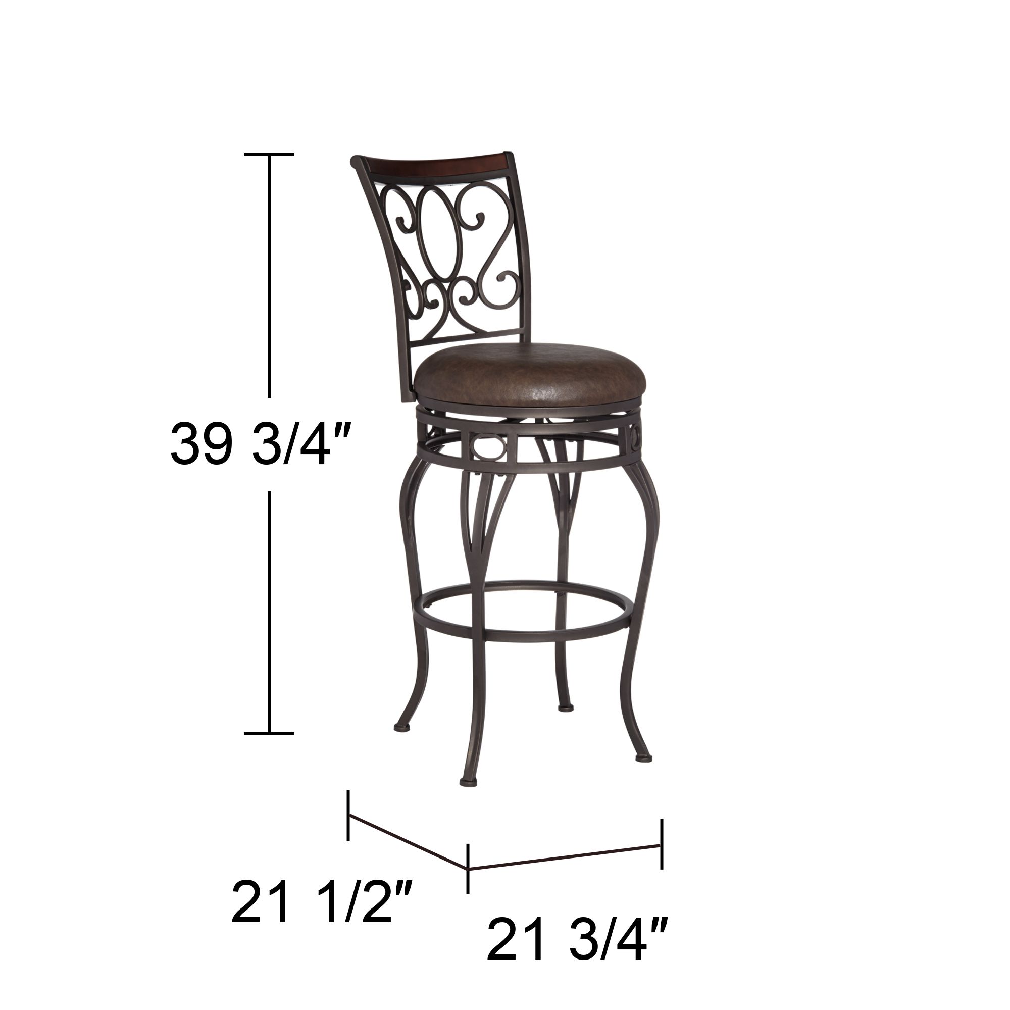 Regency Hill Trevi 21 3/4" Wide Metal Scroll Swivel Counter Stool in scene