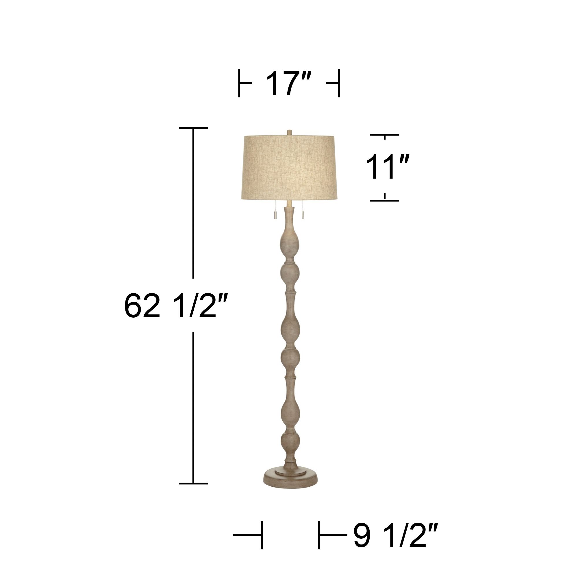 Regency Hill Tuscan 62 1/2" Natural Gray Faux Wood Floor Lamp in scene