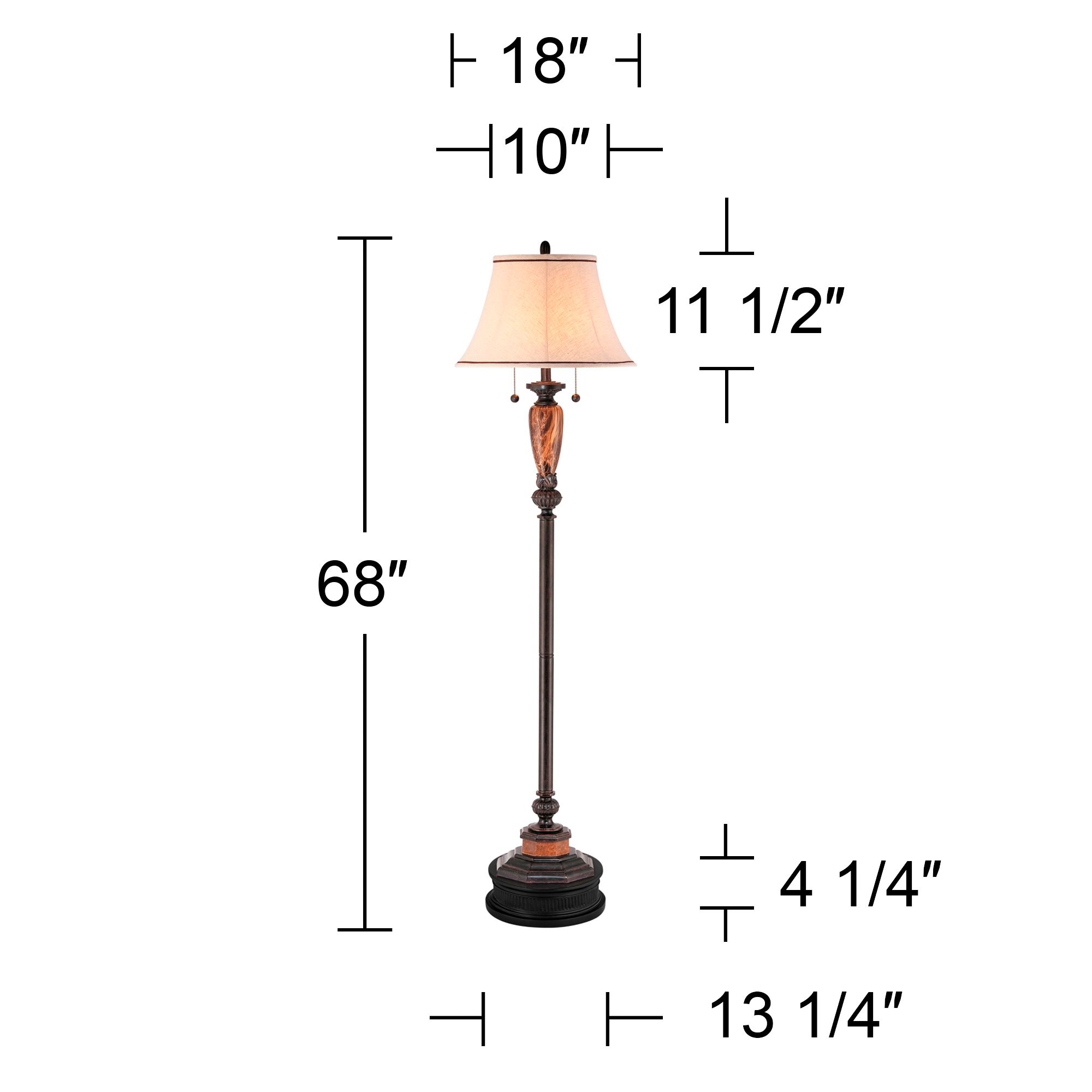 Image 5 Regency Hill Twin Pull Chain Floor Lamp with Black Riser more views