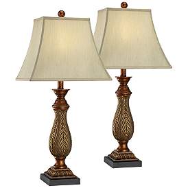 Image2 of Regency Hill Two-Tone Gold Traditional Table Lamps Set of 2