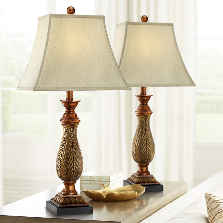 Image 1 Regency Hill Two-Tone Gold Traditional Table Lamps Set of 2