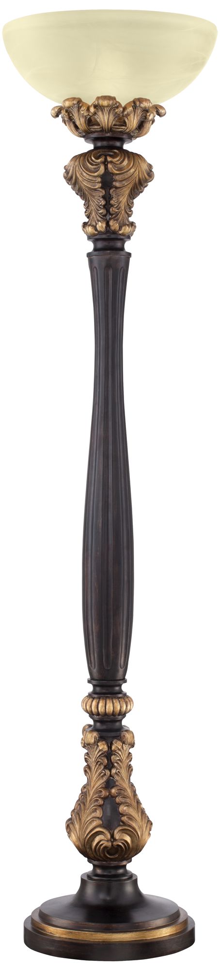 Image 2 Regency Hill Valentina 75" High Acanthus Leaf Torchiere Floor Lamp