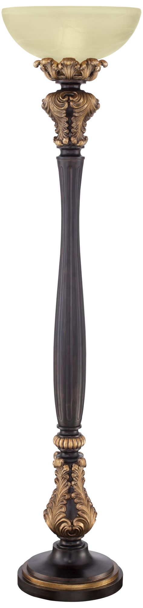 Image 6 Regency Hill Valentina 75" High Acanthus Leaf Torchiere Floor Lamp more views