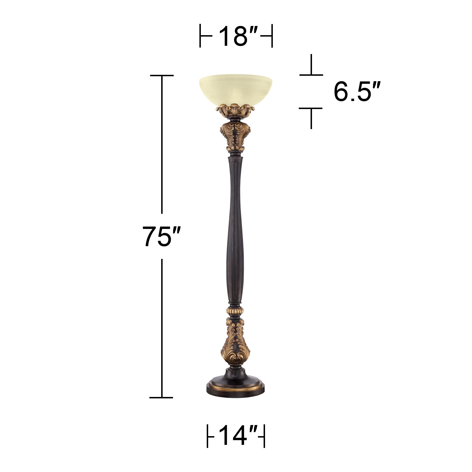 Image 7 Regency Hill Valentina 75" High Acanthus Leaf Torchiere Floor Lamp more views